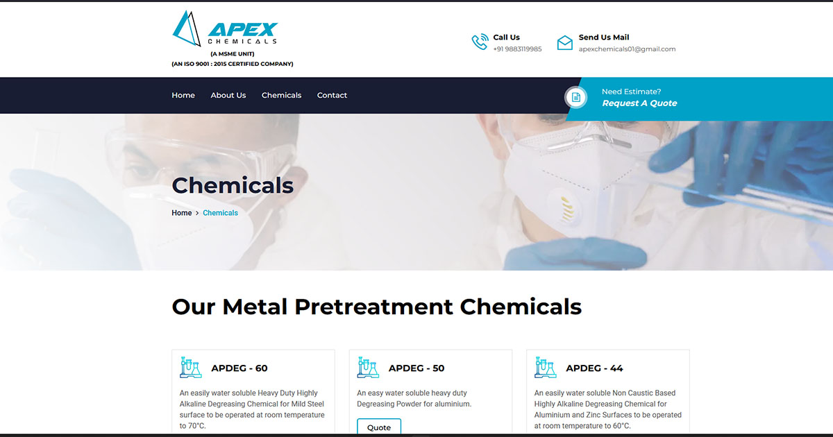 to the Official site of Apex Chemicals